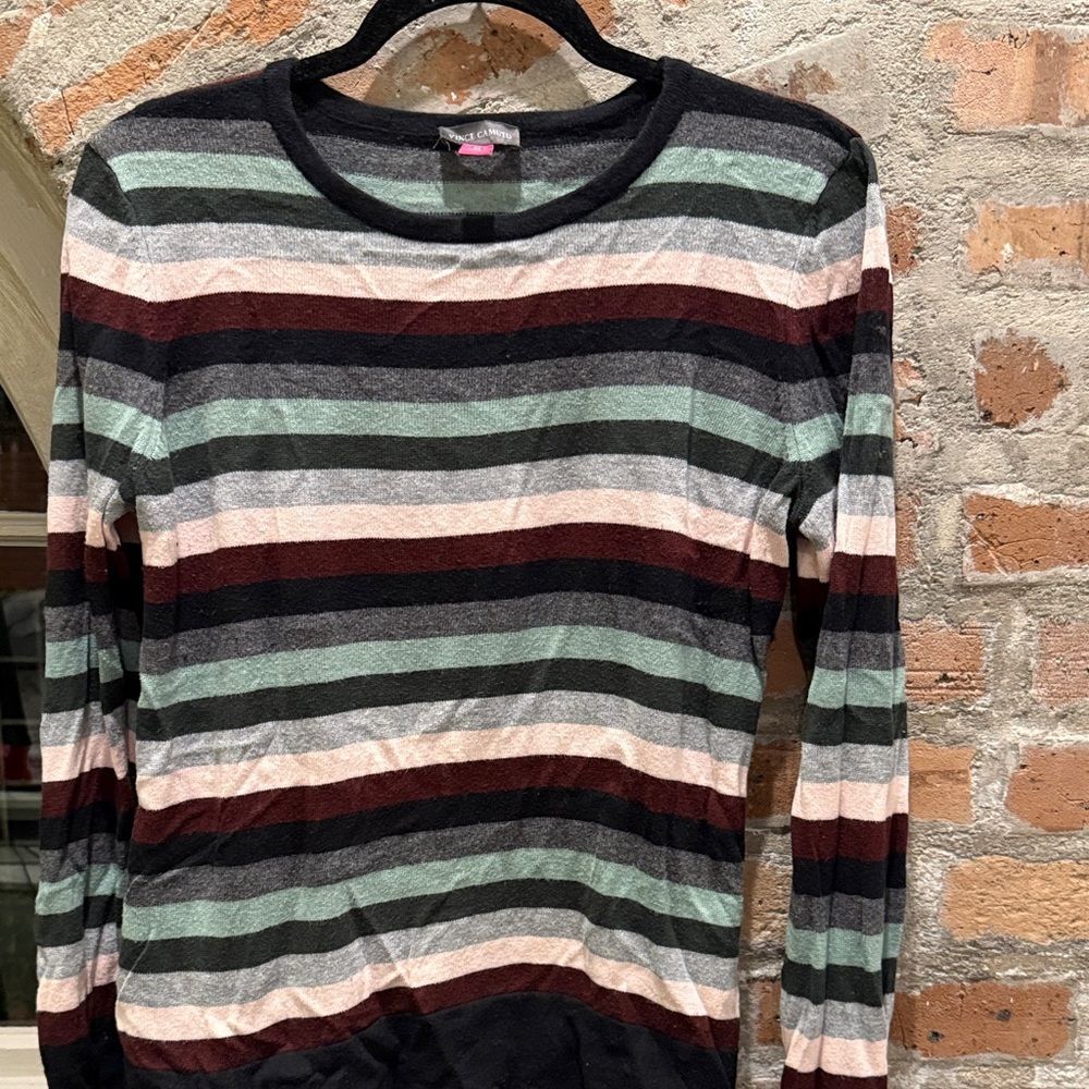 Vince Camuto Black and Mint Striped Knit